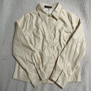 Nasty Gal Off-White Faux Leather Shirt